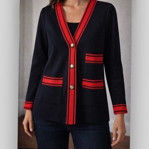 French Knit Cardigan with Gold Buttons
